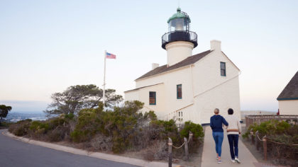 Couple near lighthouse in Cabrillo National Monument State Park
