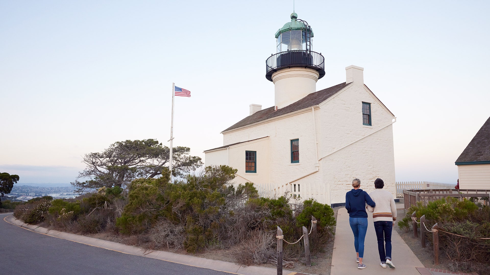 Couple near lighthouse in Cabrillo National Monument State Park