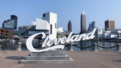 Cleveland sign on pier