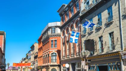 Buildings in Quebec with flags
