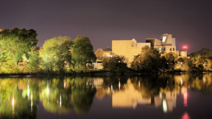 University of Iowa campus at night