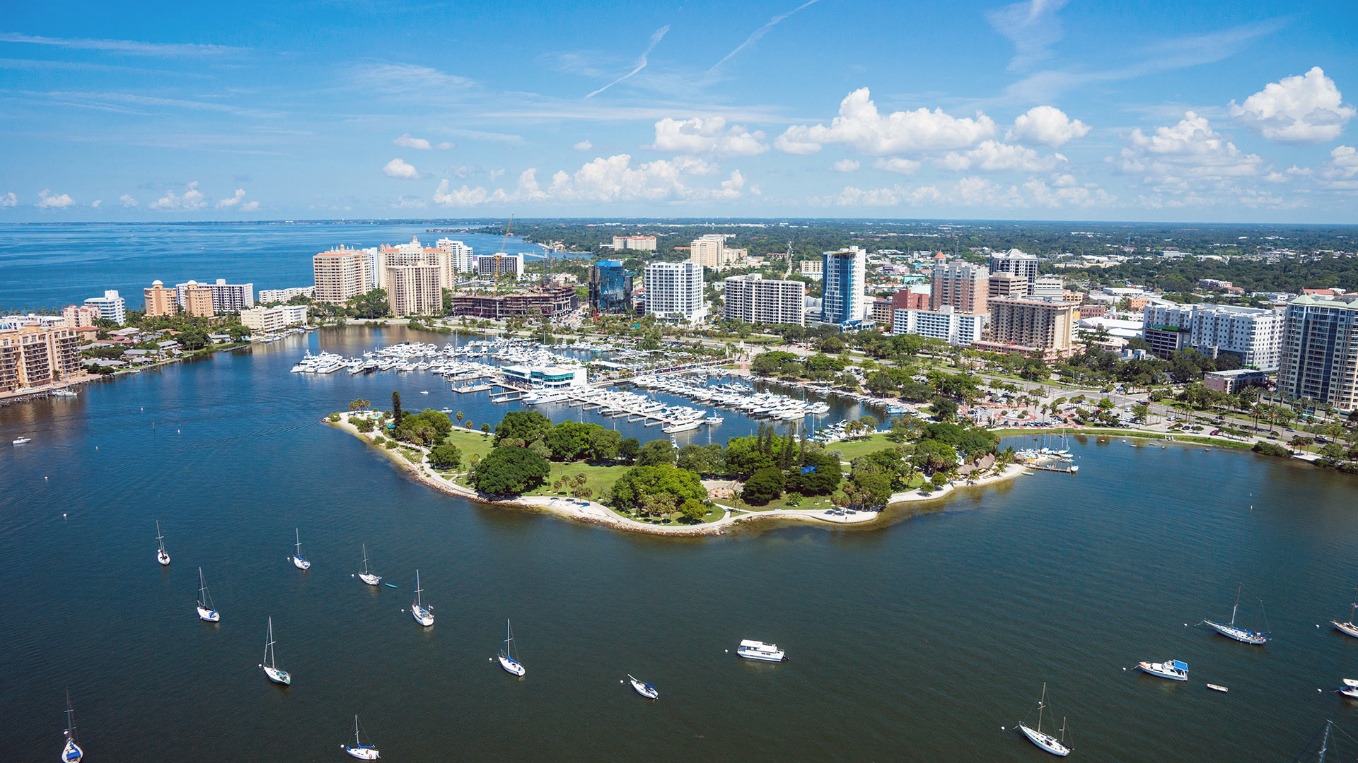 Aerial view of Sarasota waterfront