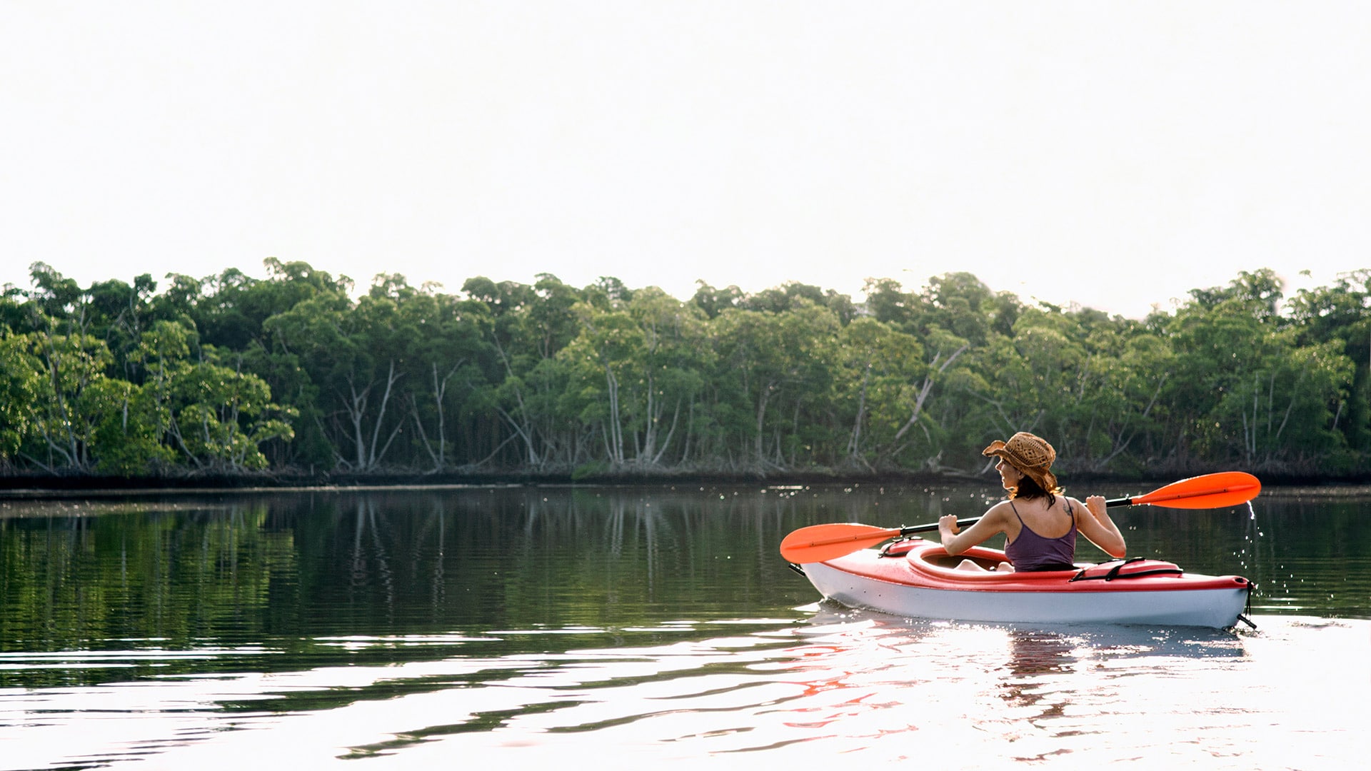 Woman kayaking in Florida