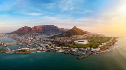aerial view of cape town and table mountain