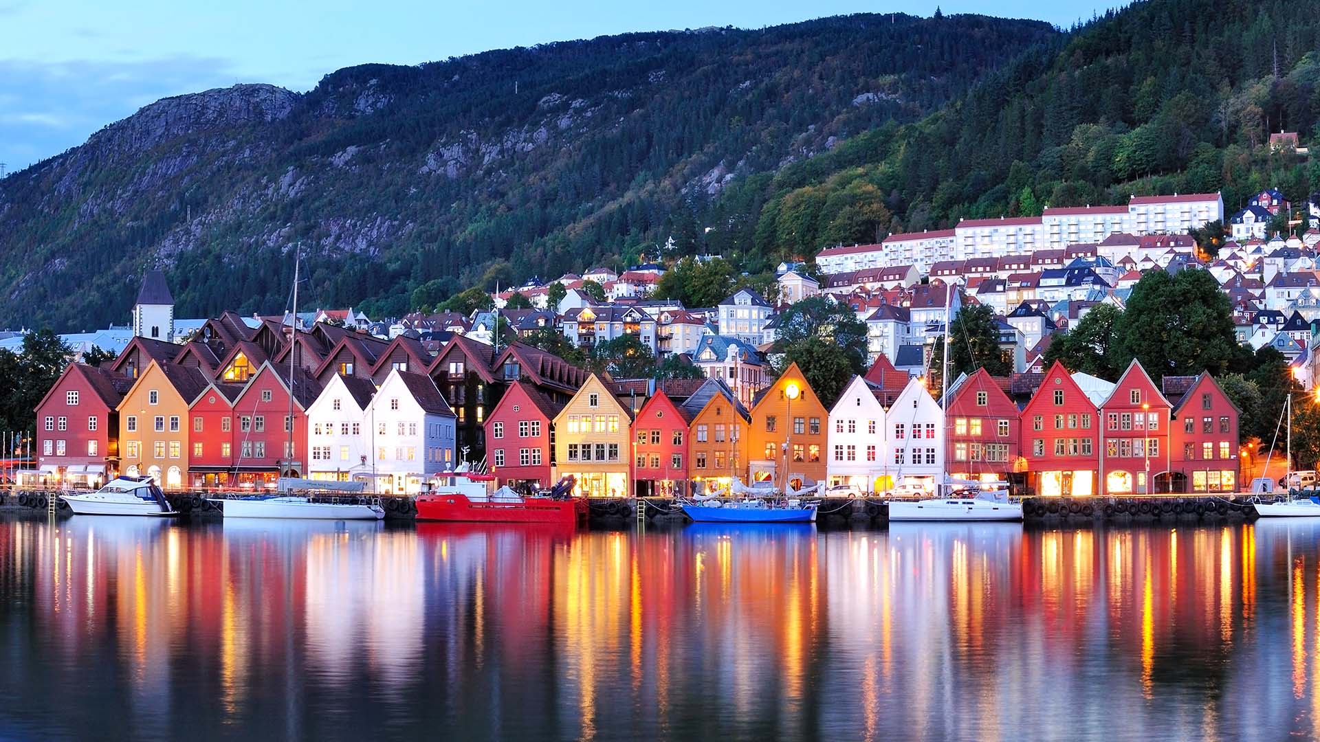 colorful houses in bergen