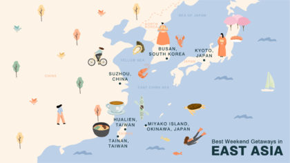 weekend getaways east asia map