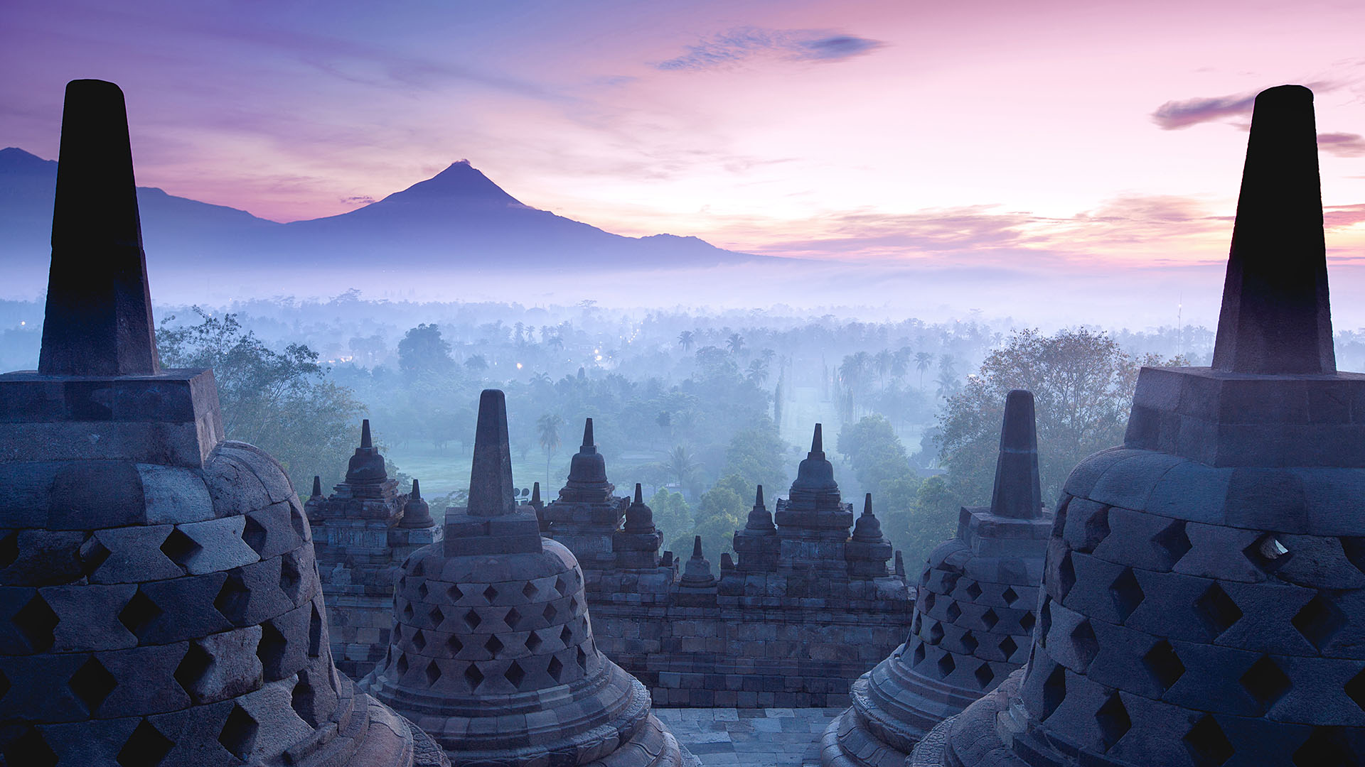 Borobudur Temple is sunrise, Yogyakarta, Java, Indonesia.