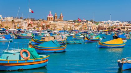 malta harbour with colorful boats