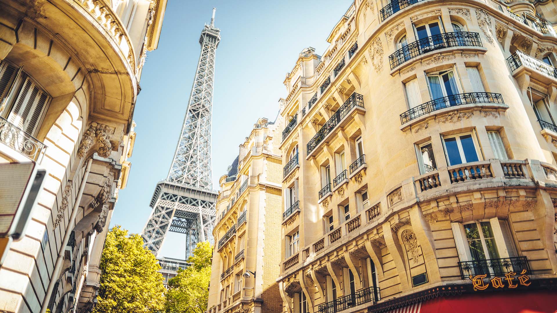 view of eiffel tower and parisian buildings