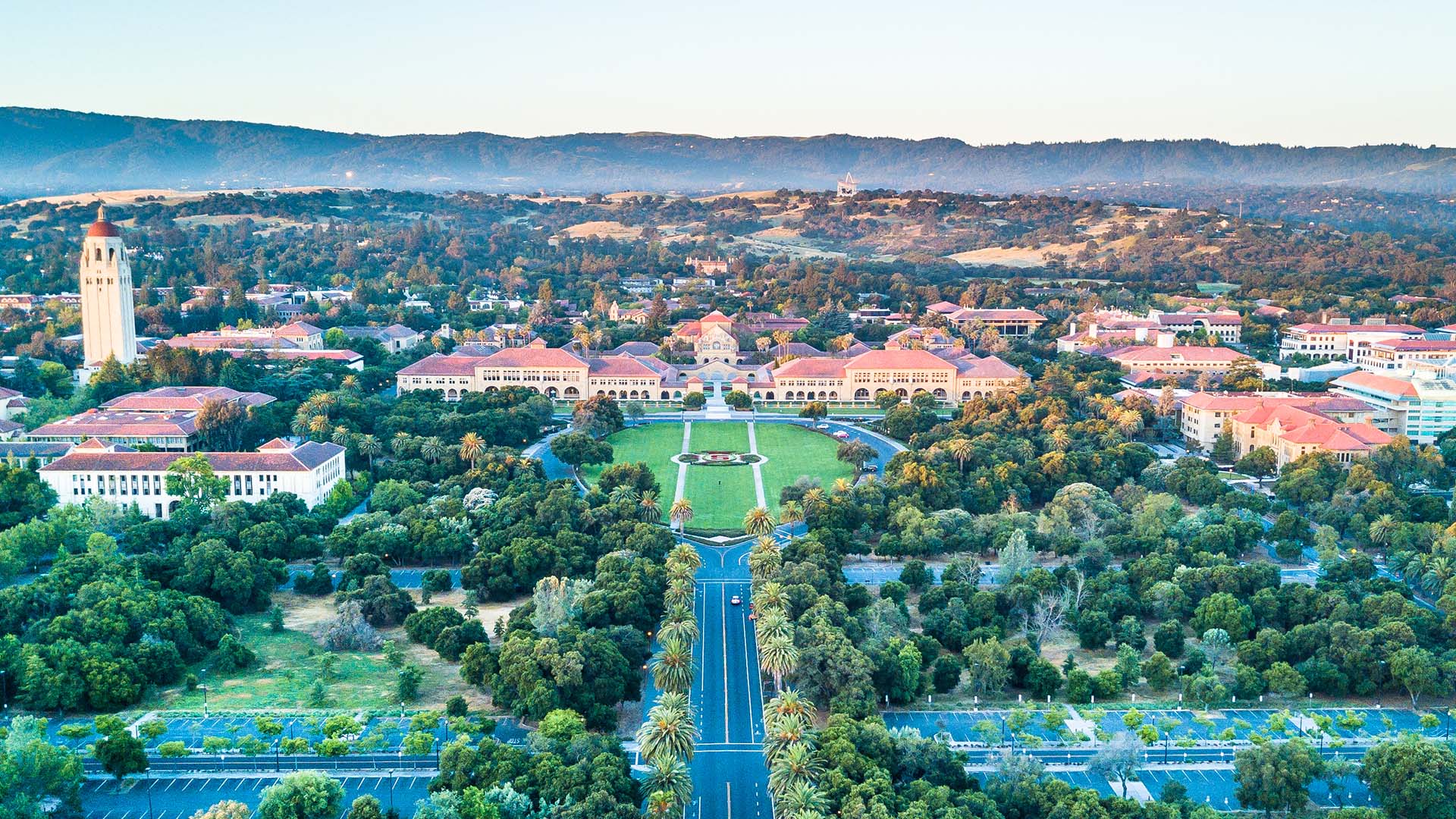 aerial view of stanford university campus