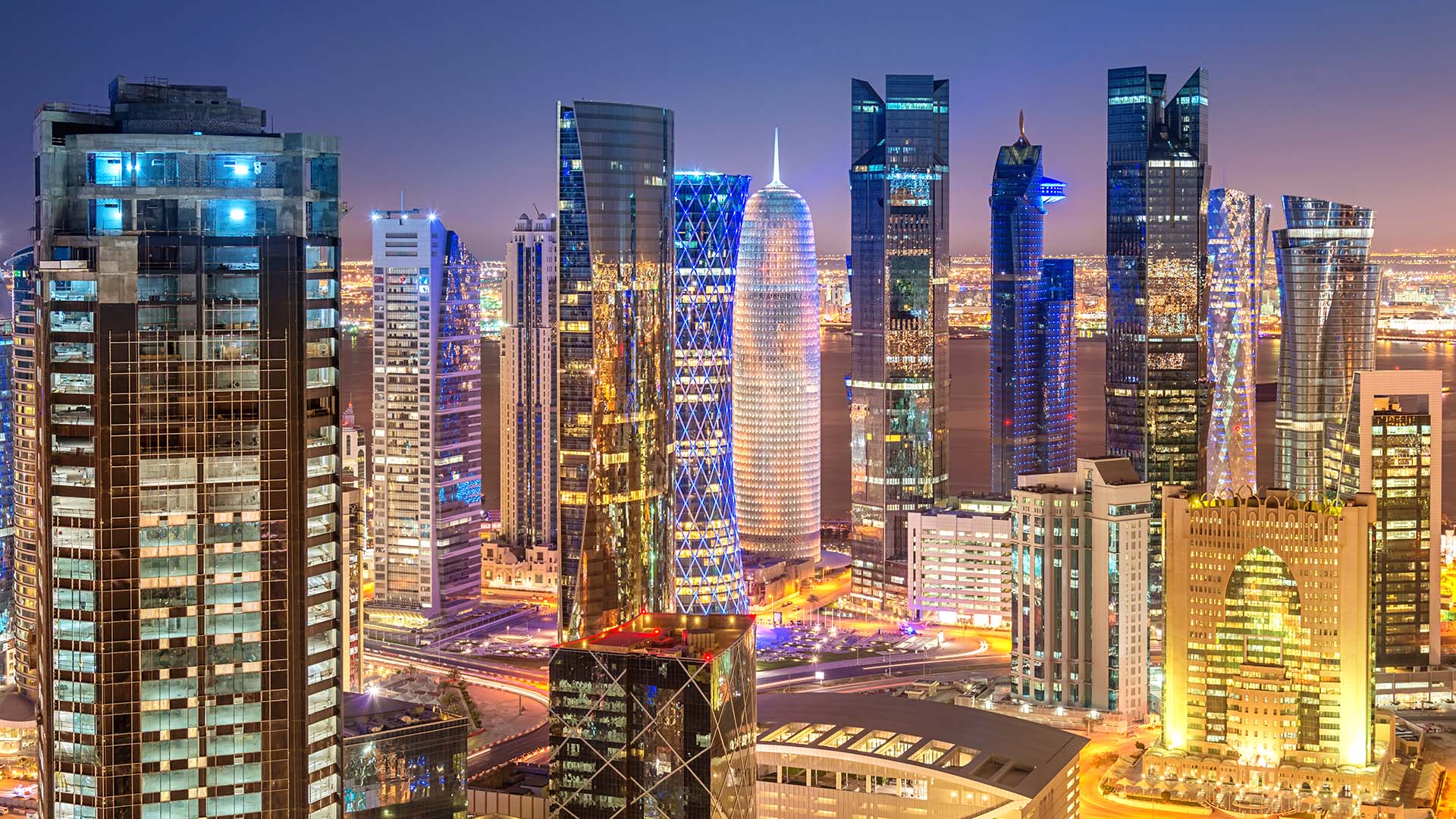 doha skyline after dark