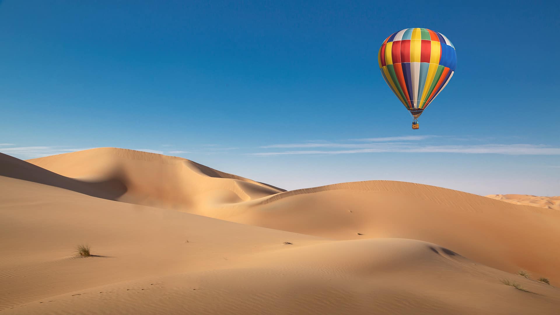 hot air ballon over desert