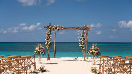 A beach wedding ceremony