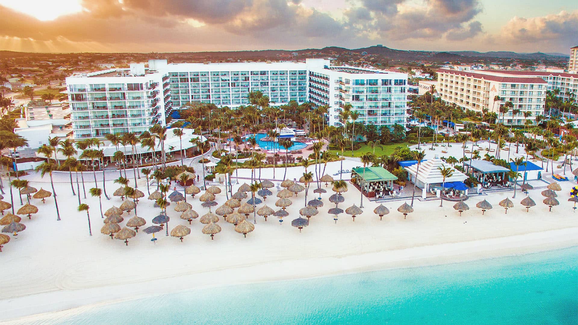 A beach front hotel in Aruba
