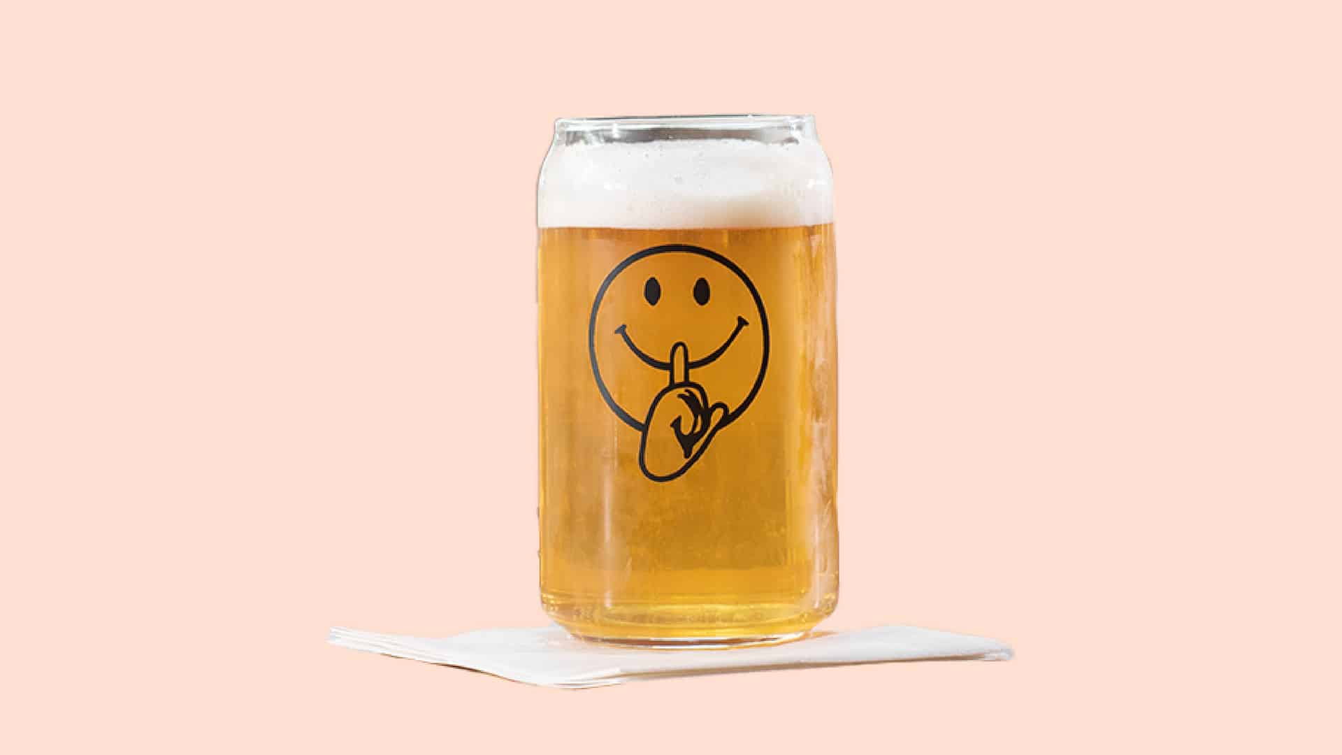 A smiley face glass