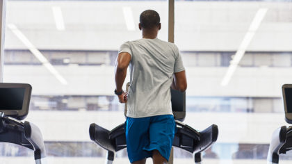 a man running on the treadmill