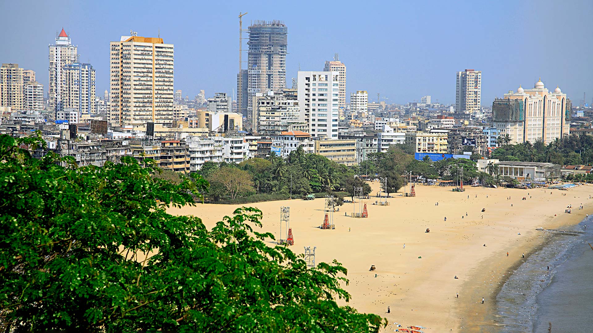 girgaon chowpatty and skyline mumbai india
