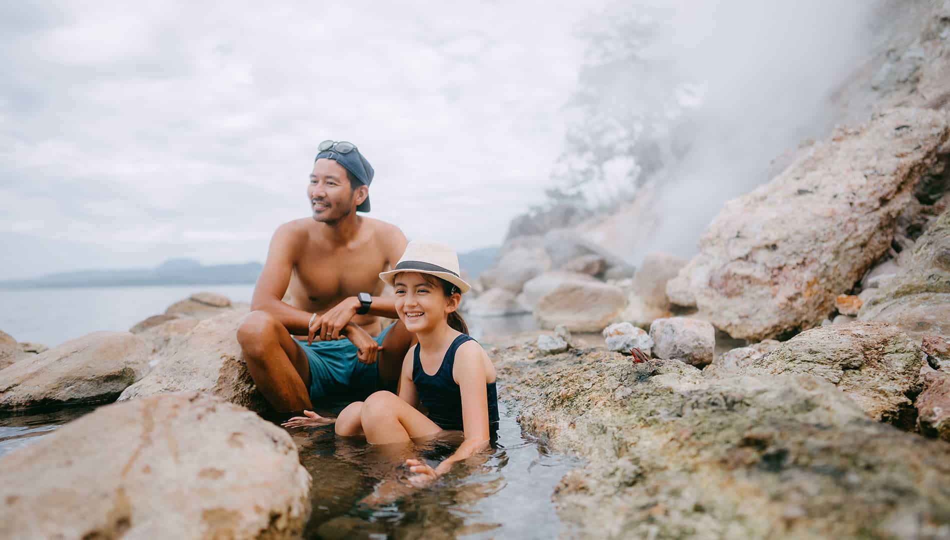 a father and daughter at the Hot Springs in