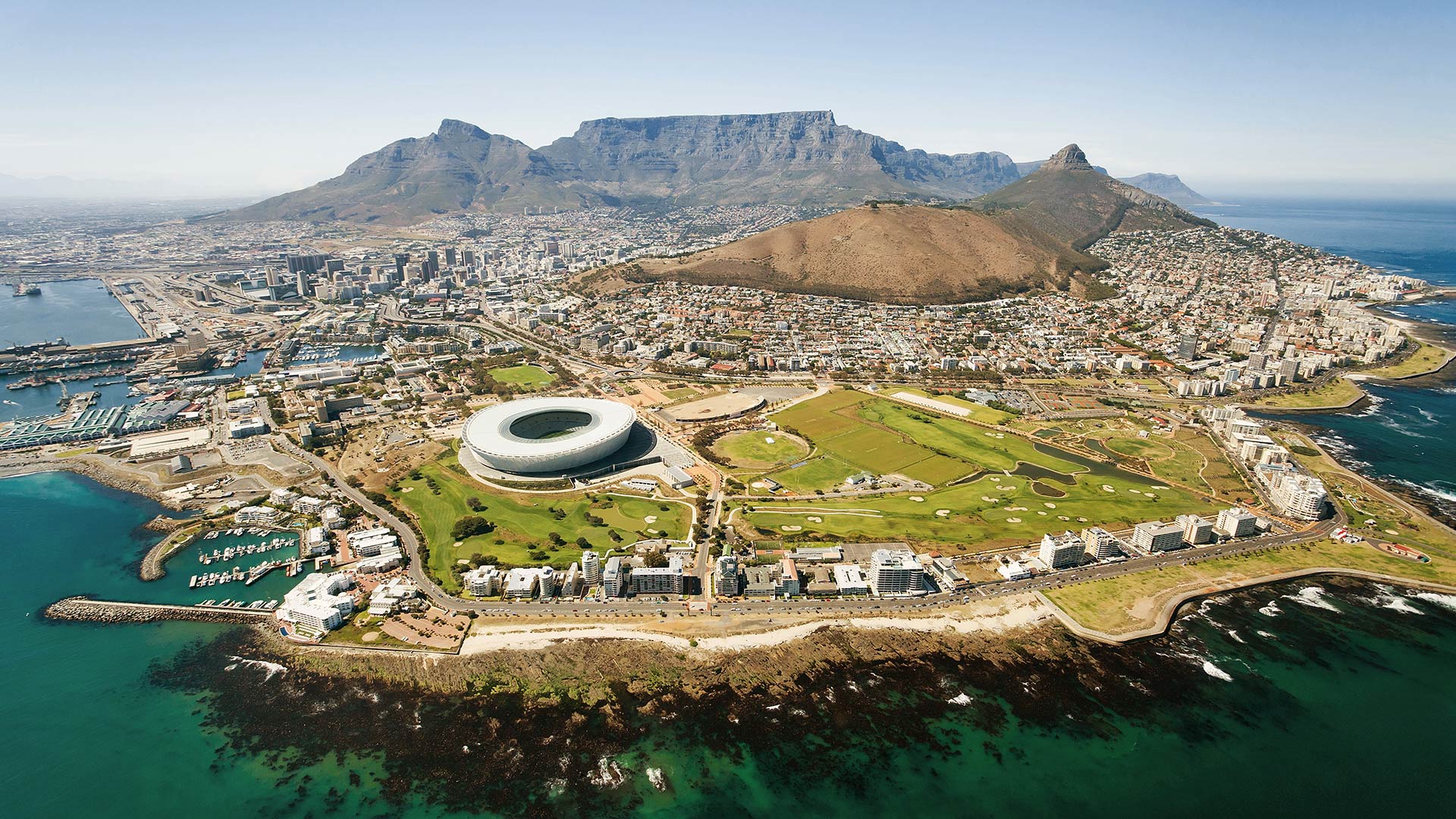 An aerial view of Cape Town