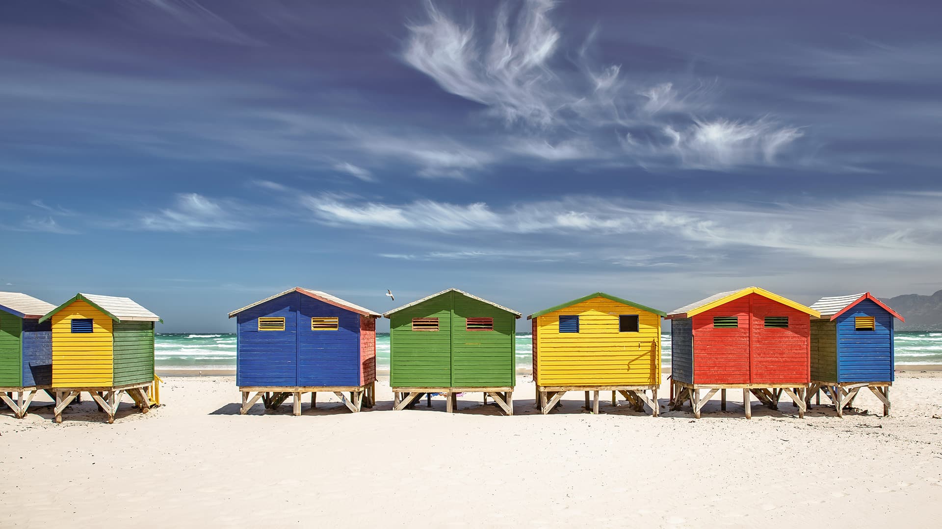 Colorful Sheds on Long Branch Beach Along the Atlantic Ocean in