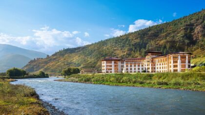 A hotel on the river in Paro