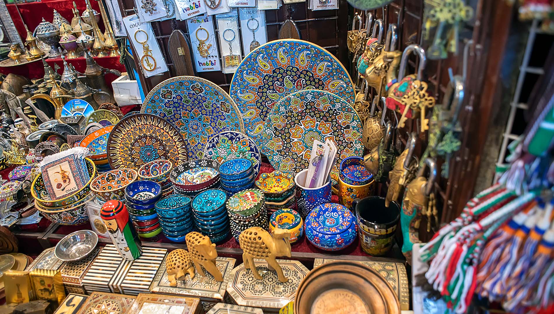 colorful ceramics in a souk