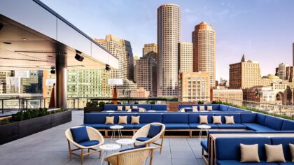 the envoy autograph collection roof deck overlooking boston skyline