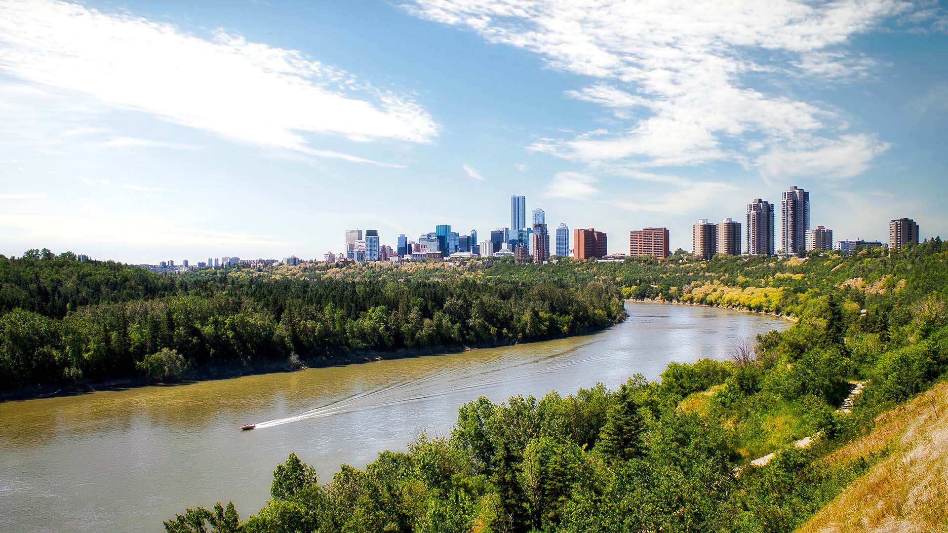 Edmonton Canada skyline from the river