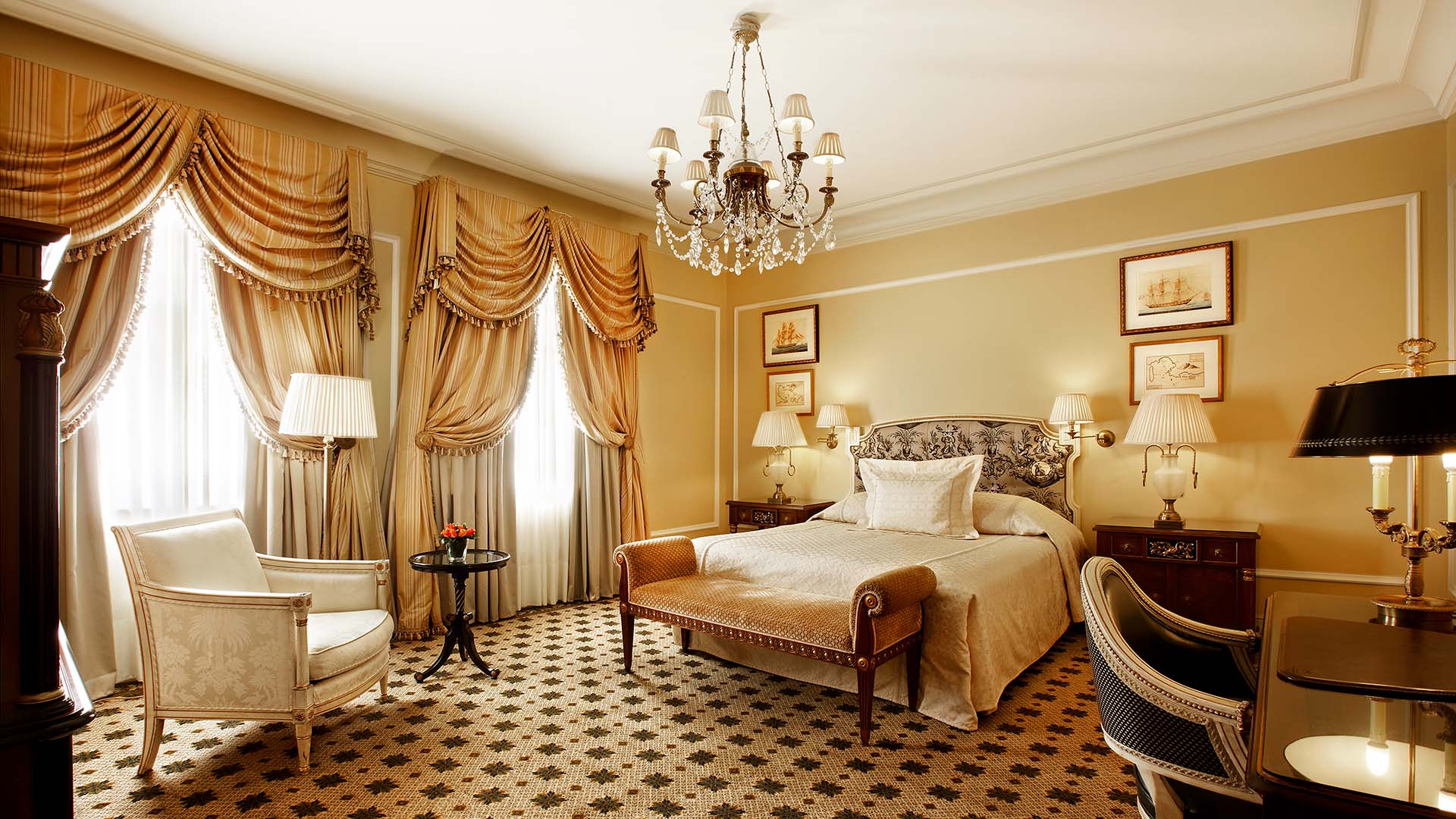 gold luxury hotel suite; Grand Suite; Hotel Grande Bretagne, a Luxury Collection Hotel, Athens