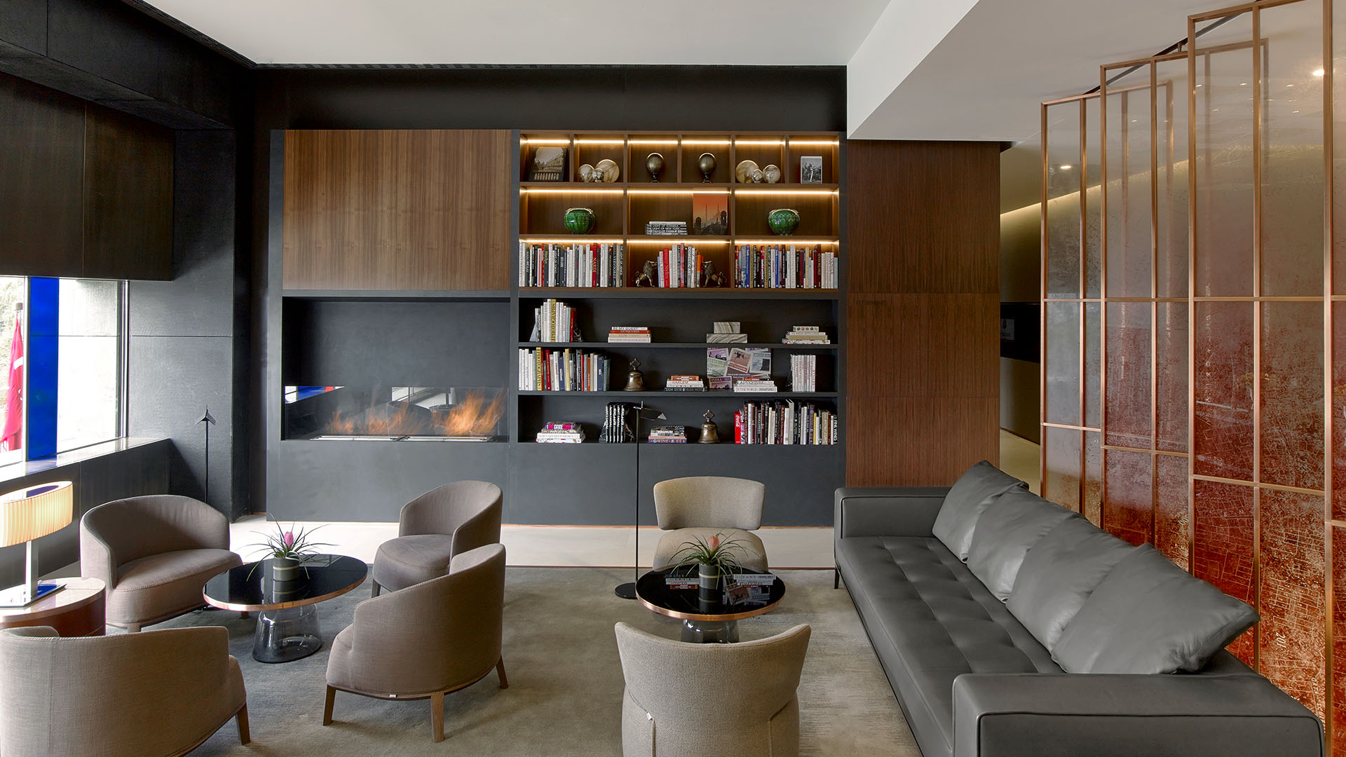 minimalistic library and lounge at The St. Regis Istanbul