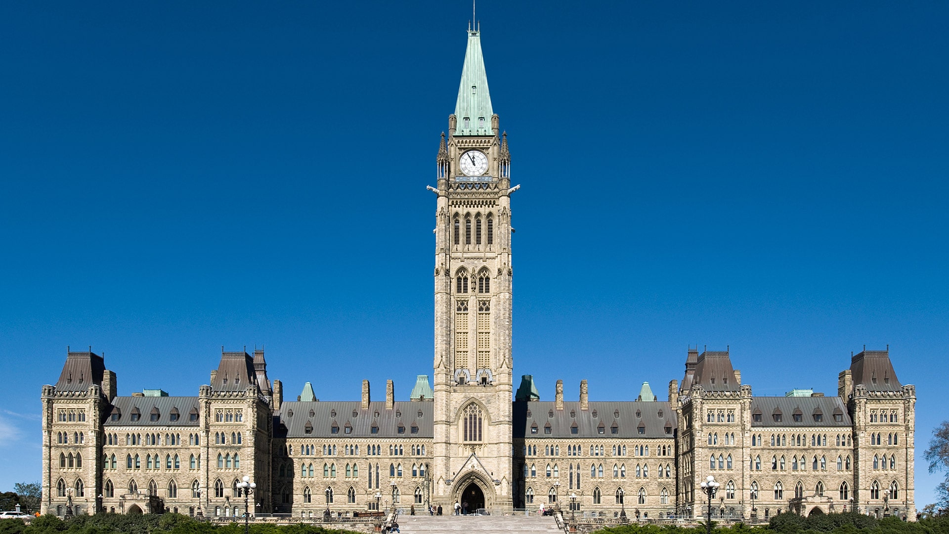 Front facade of Parliament Hill during the day