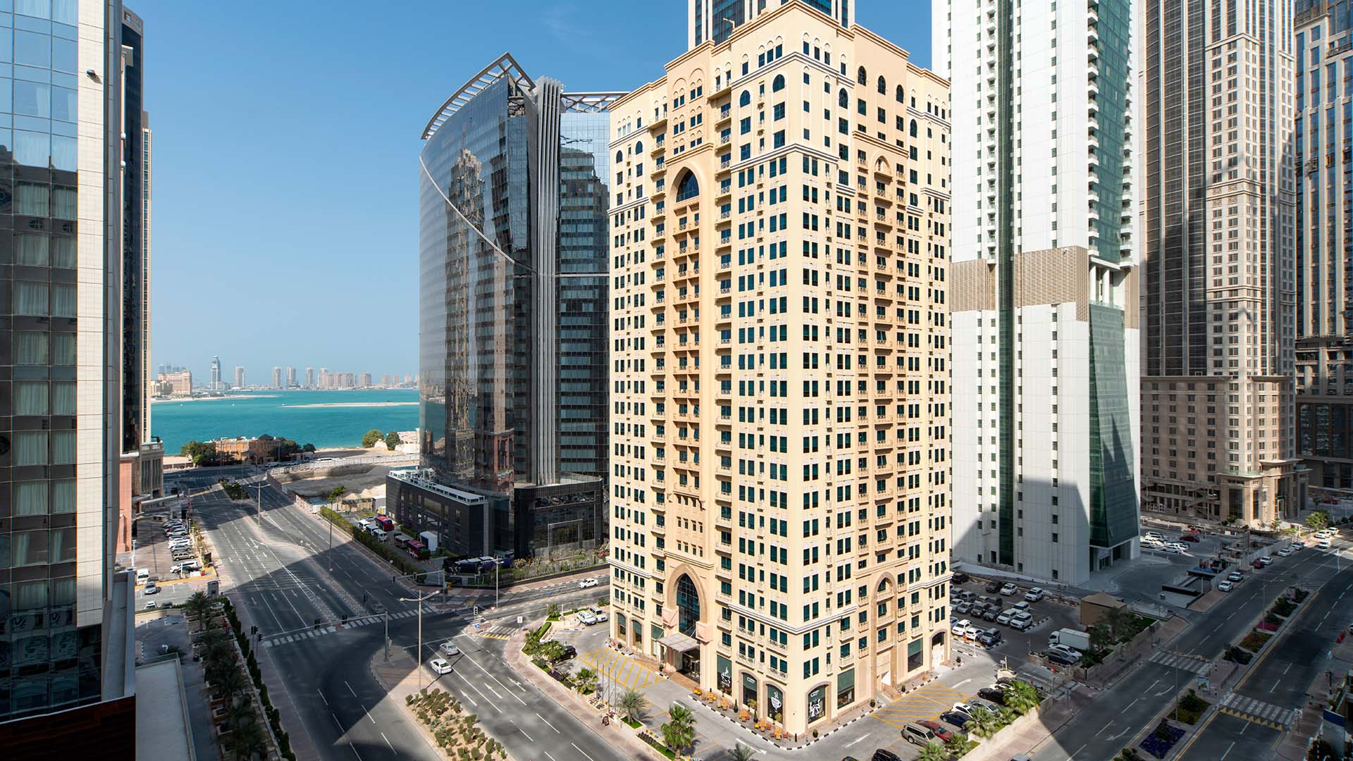 aerial view of the Marriott Executive Apartments City Center Doha in Qatar
