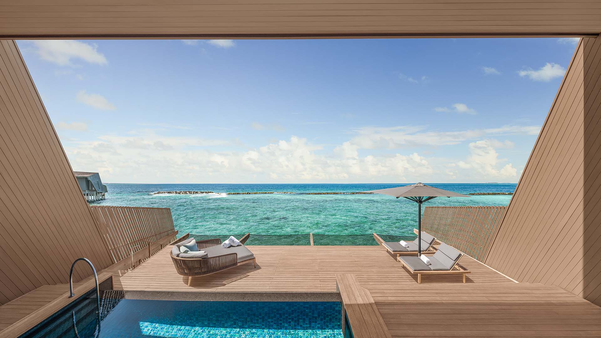 a view from a room facing the water at The St. Regis Maldives Vommuli Resort