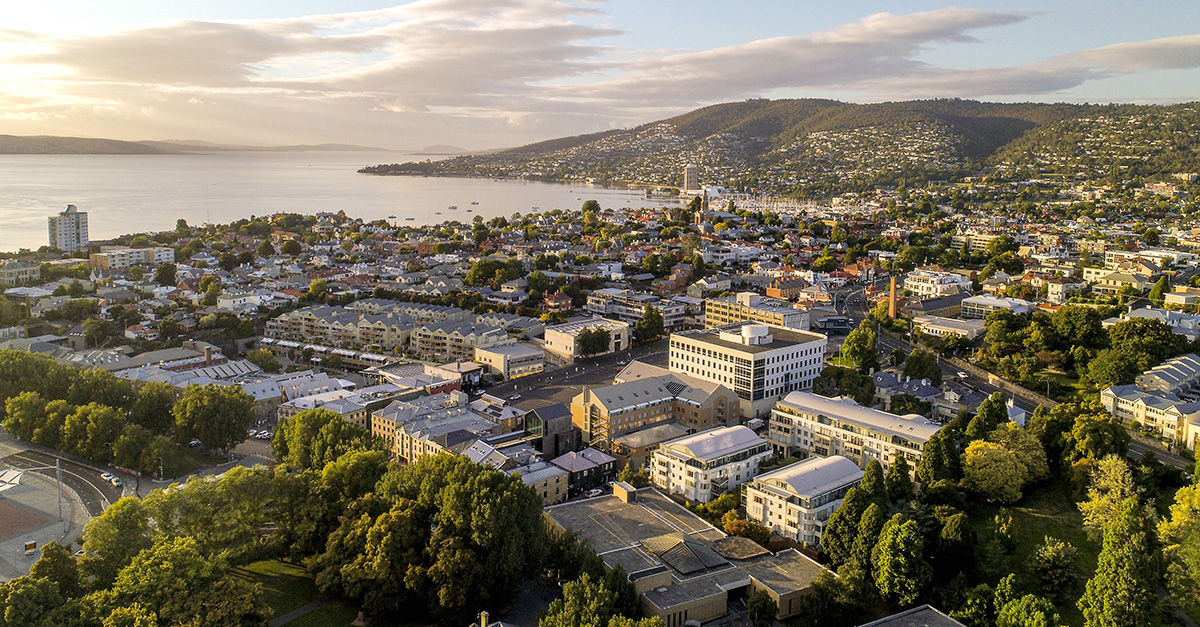 aerial view of the area surrounding The Tasman, a Luxury Collection Hotel, Hobart 