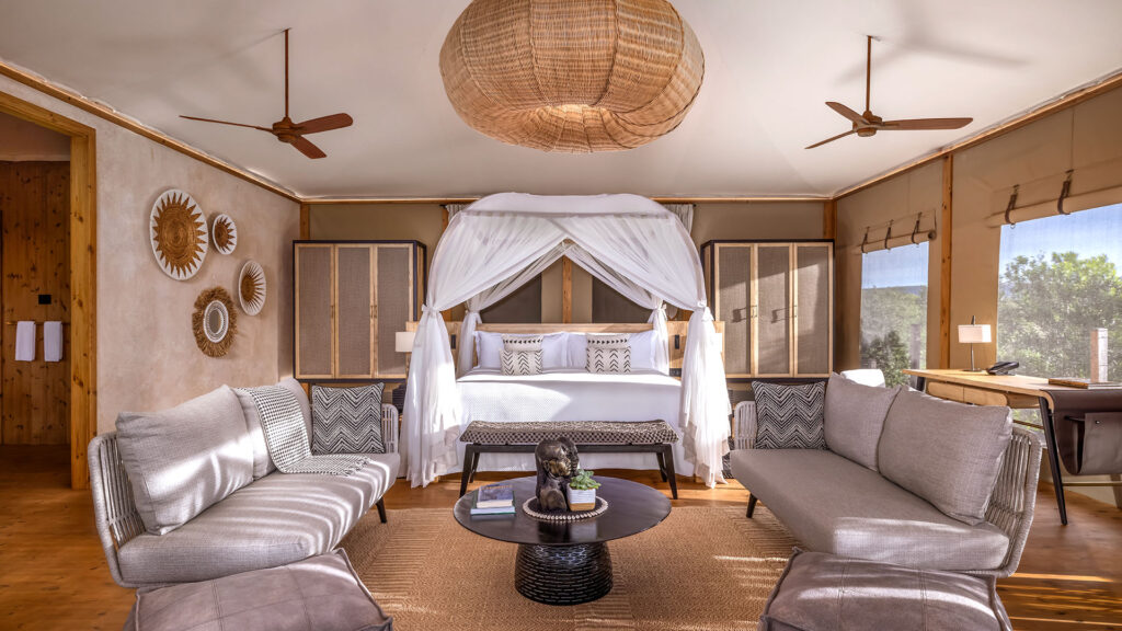 a luxurious room at the JW Marriott Masai Mara Lodge