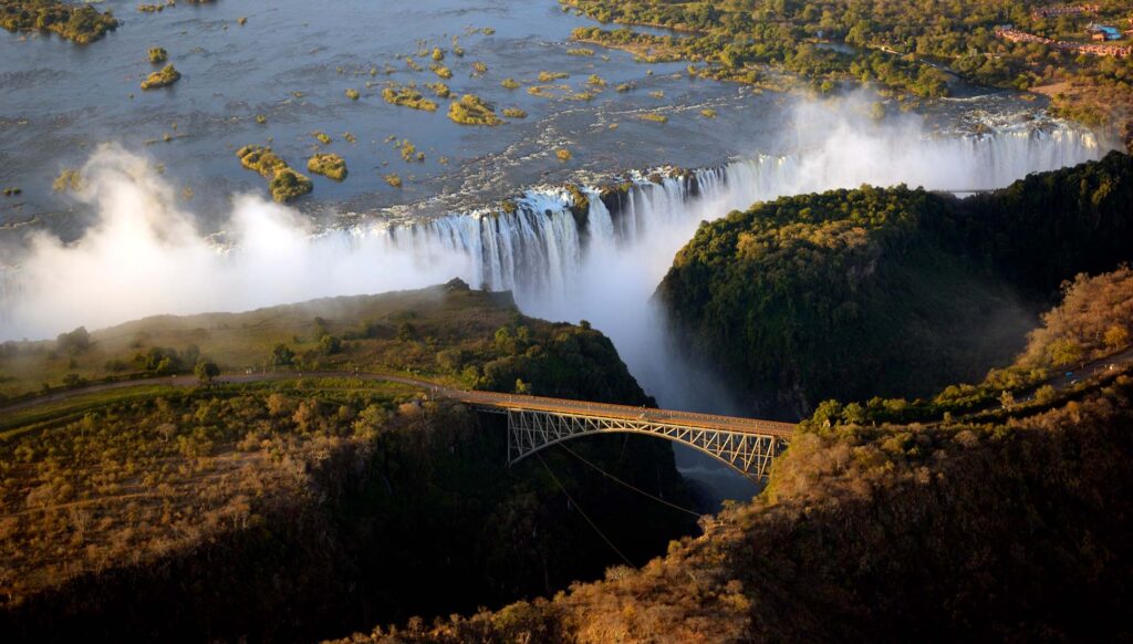 Aerial view of Victoria Falls in Zambia