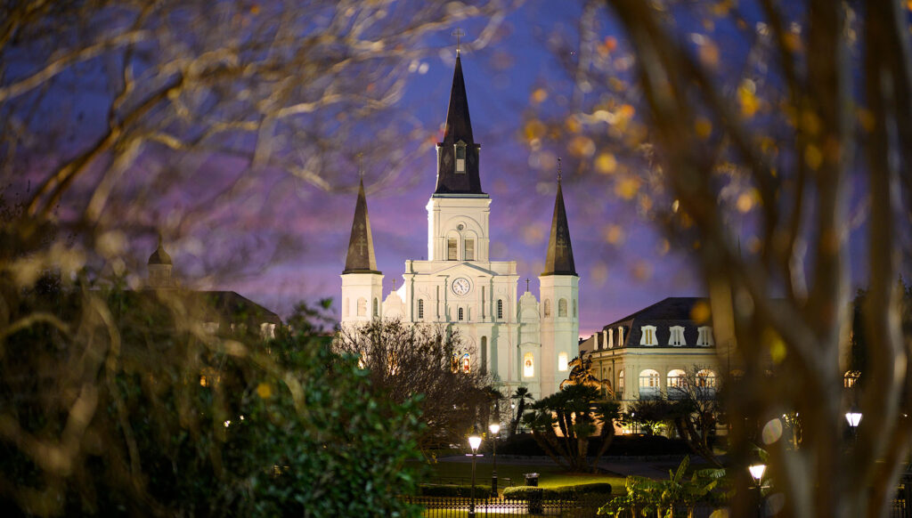 The St. Louis Cathedral in New Orleans at night