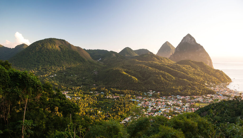 Aerial view of Grand Piton in St. Lucia