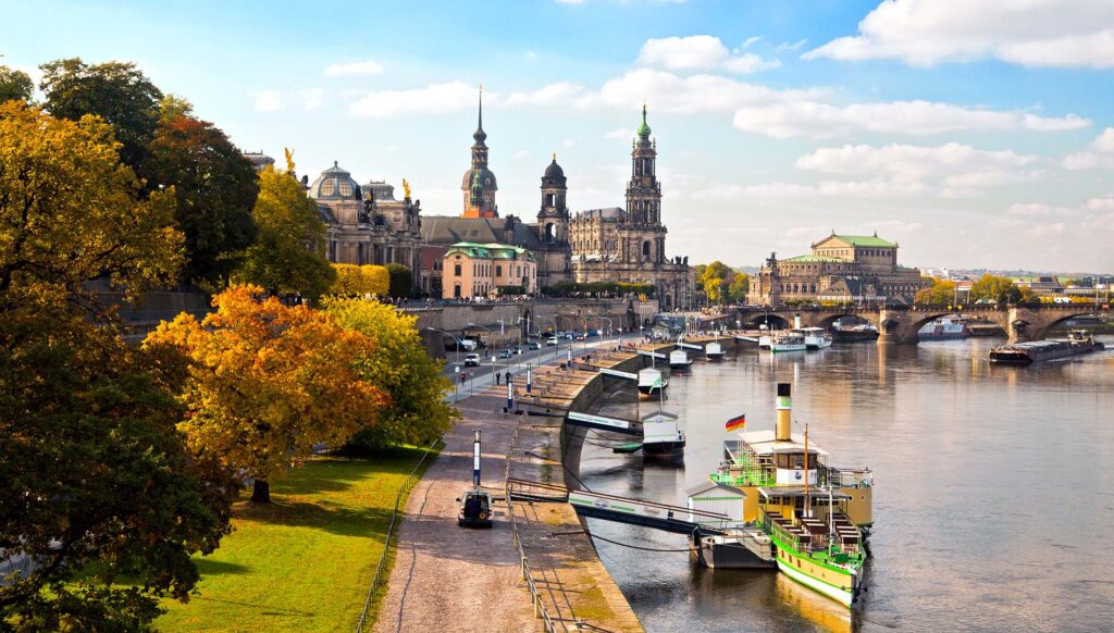 Aerial view of Dresden, Germany, in autumn