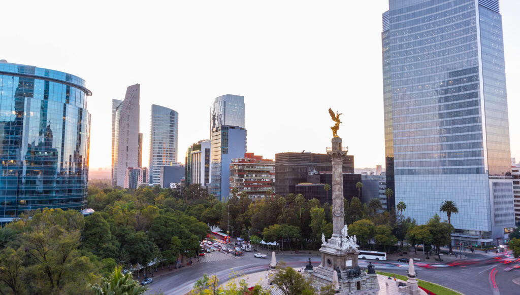 Aerial view of the Monumento a la Independencia in Mexico City, Mexico