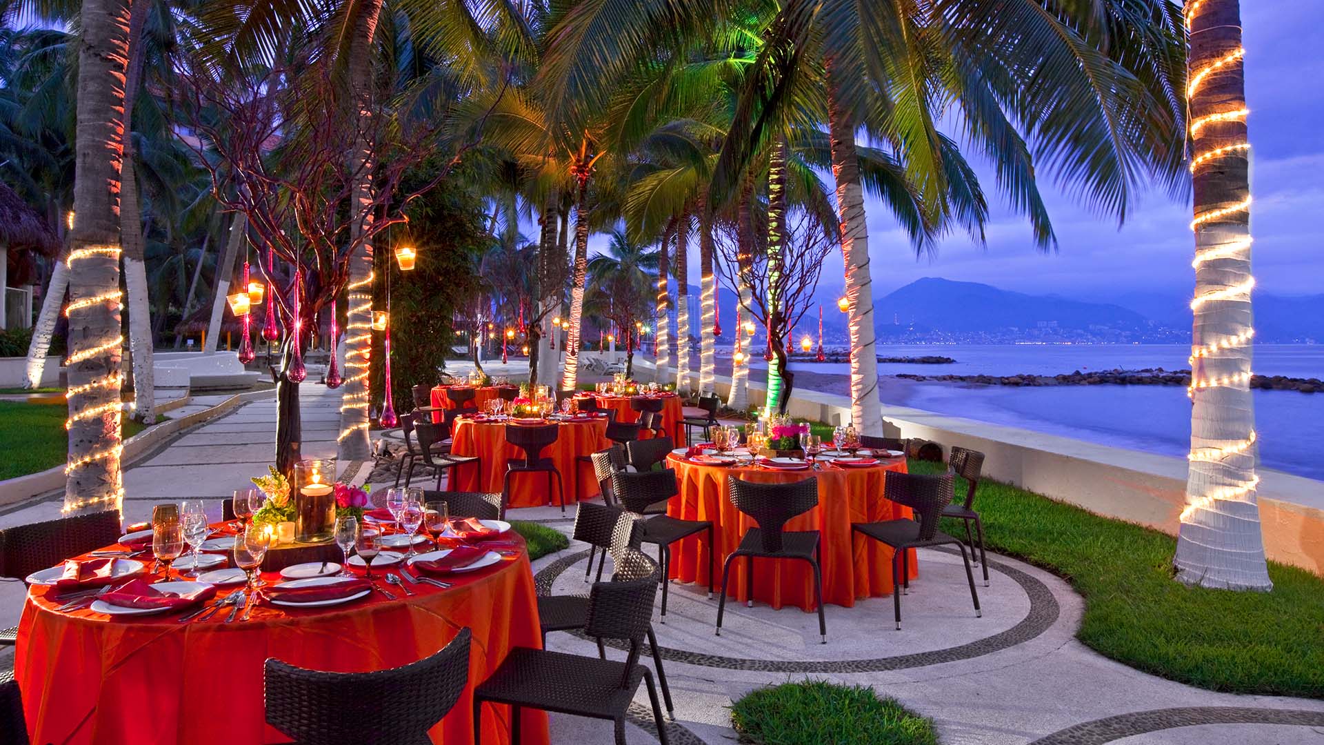 A festively decorated dining area at The Westin Resort & Spa, Puerto Vallarta