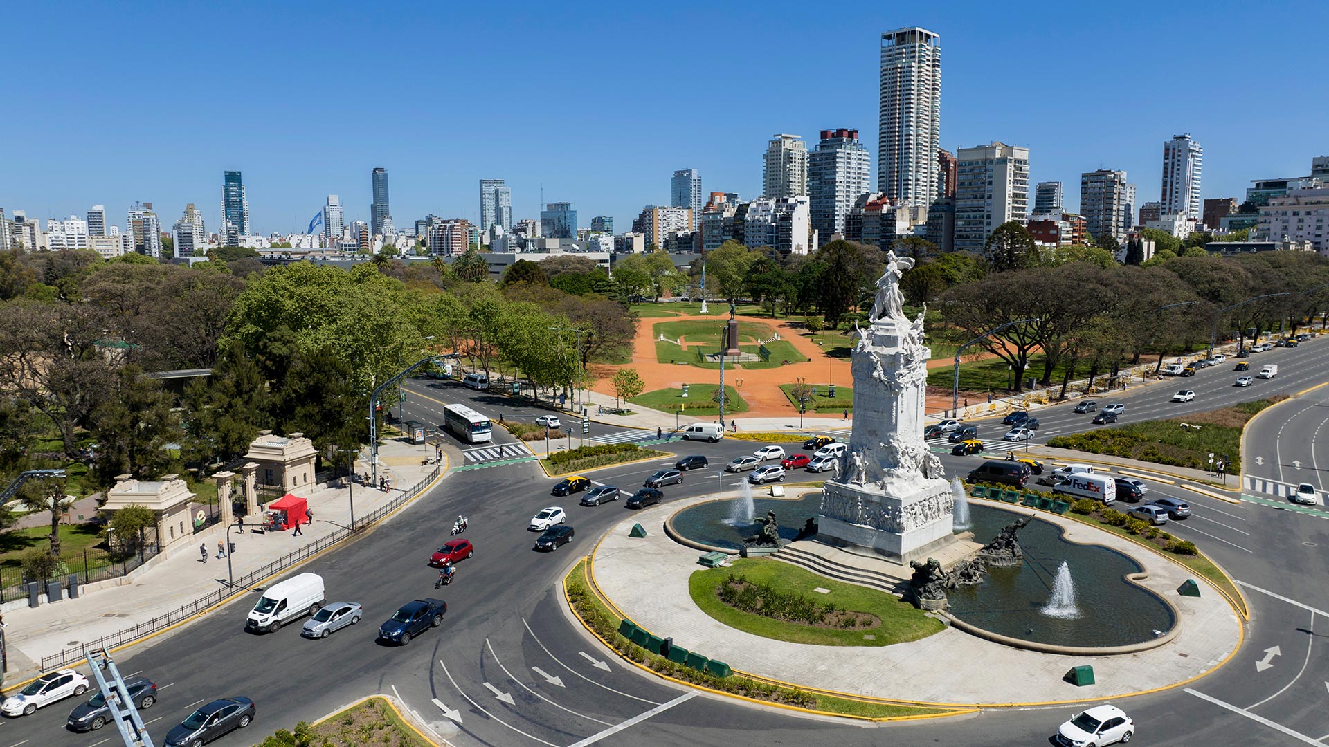 Aerial view of Avenida del Libertador in Buenos Aires, Argentina