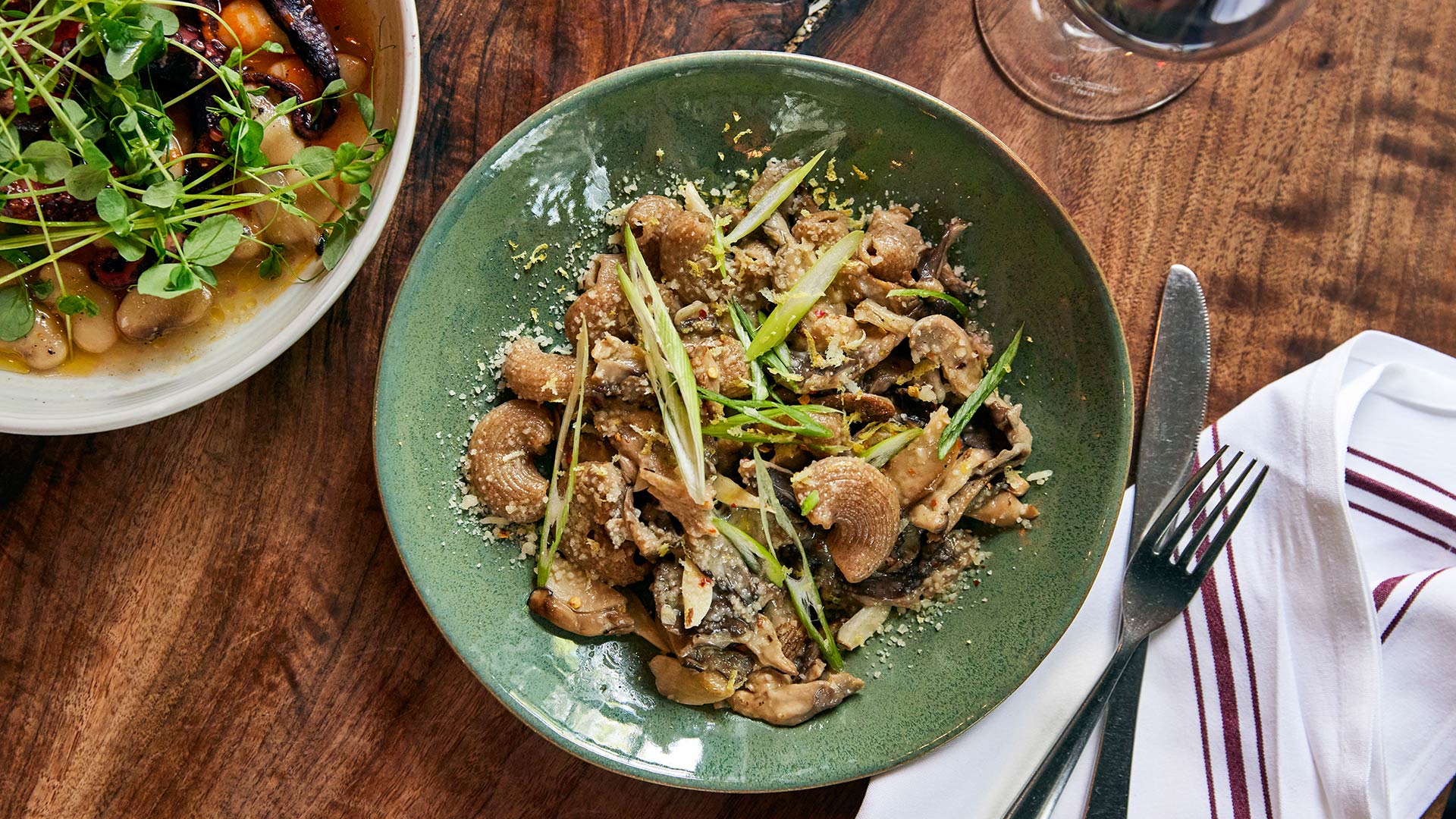 A pasta and mushroom dish at Feast & Floret in Hudson, New York