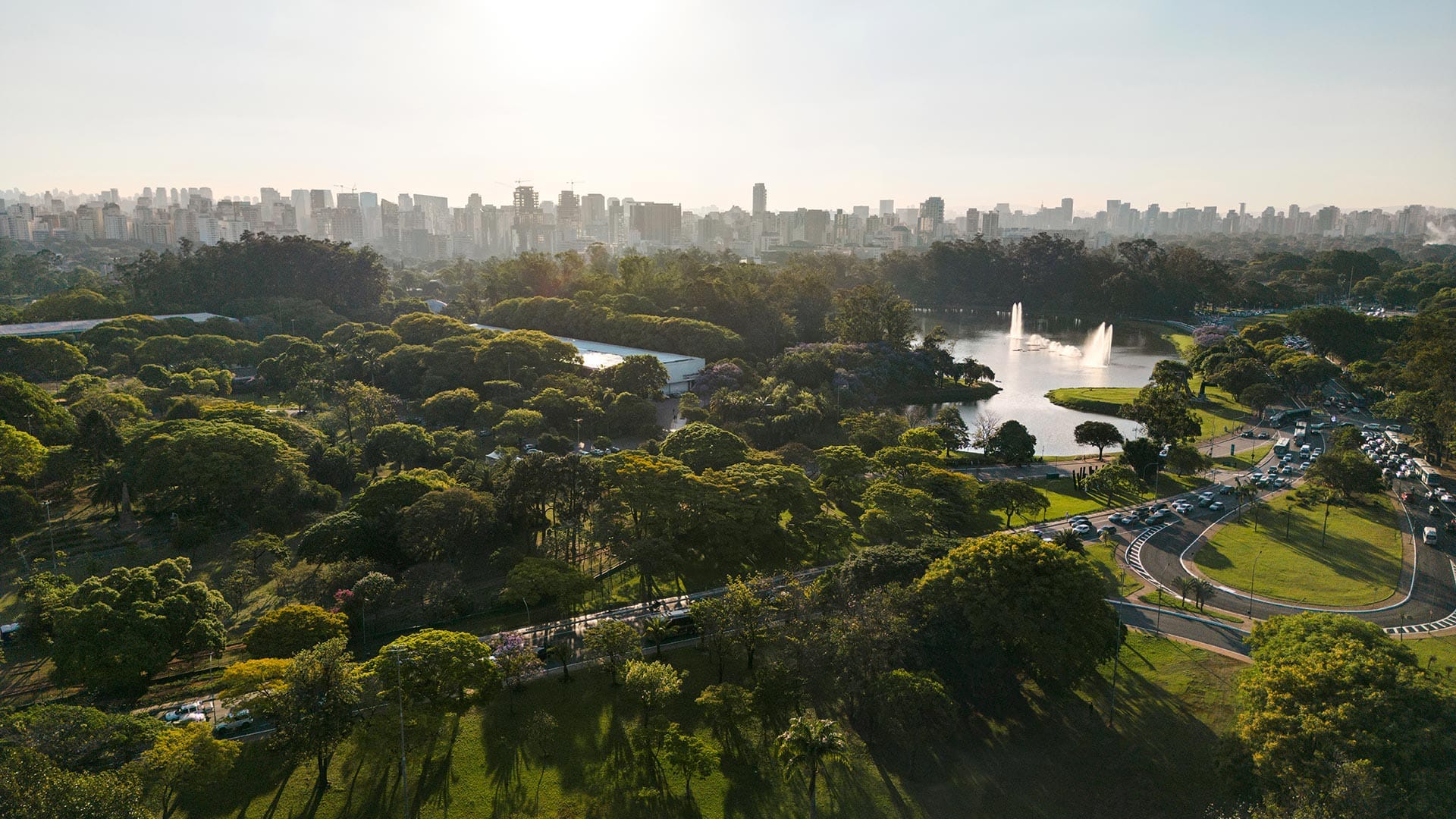 Aerial view of Ibirapuera Park in Sao Paulo, Brazil