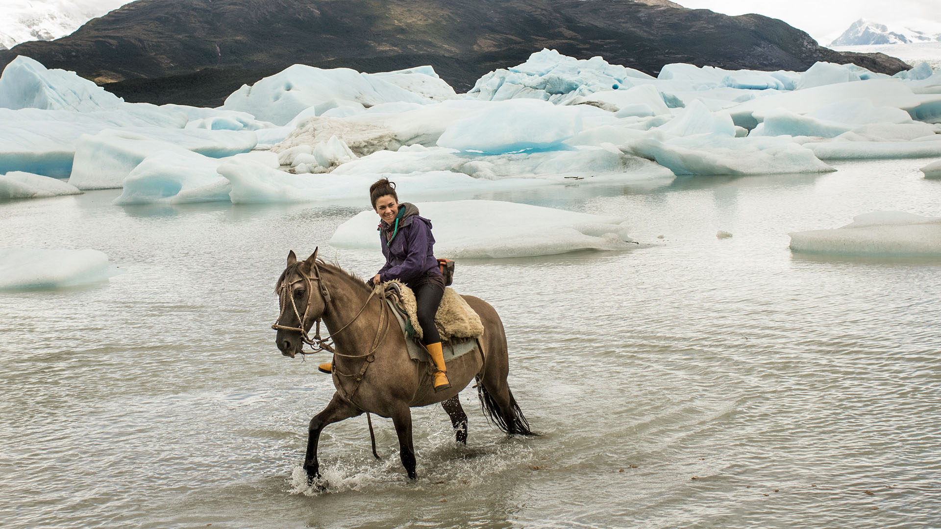A person horseback riding in Patagonia