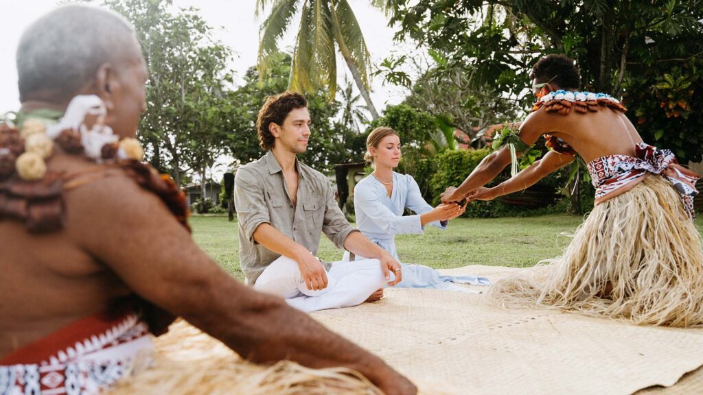 couple participating in a kava ceremony