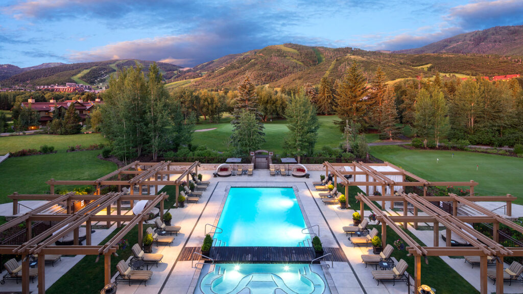 aerial view of hotel park city autograph collection pool