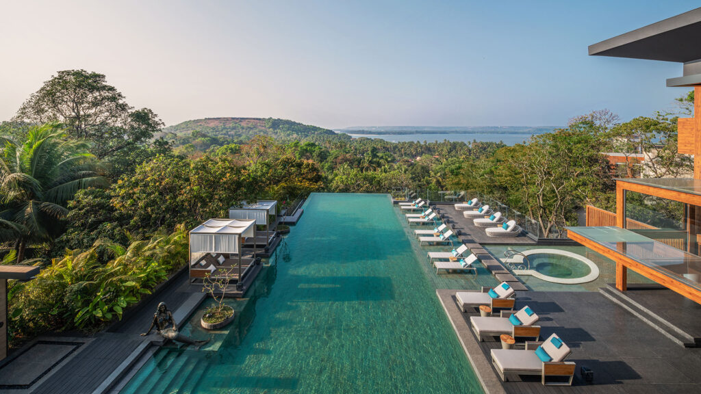 areal view of jw marriott goa pool