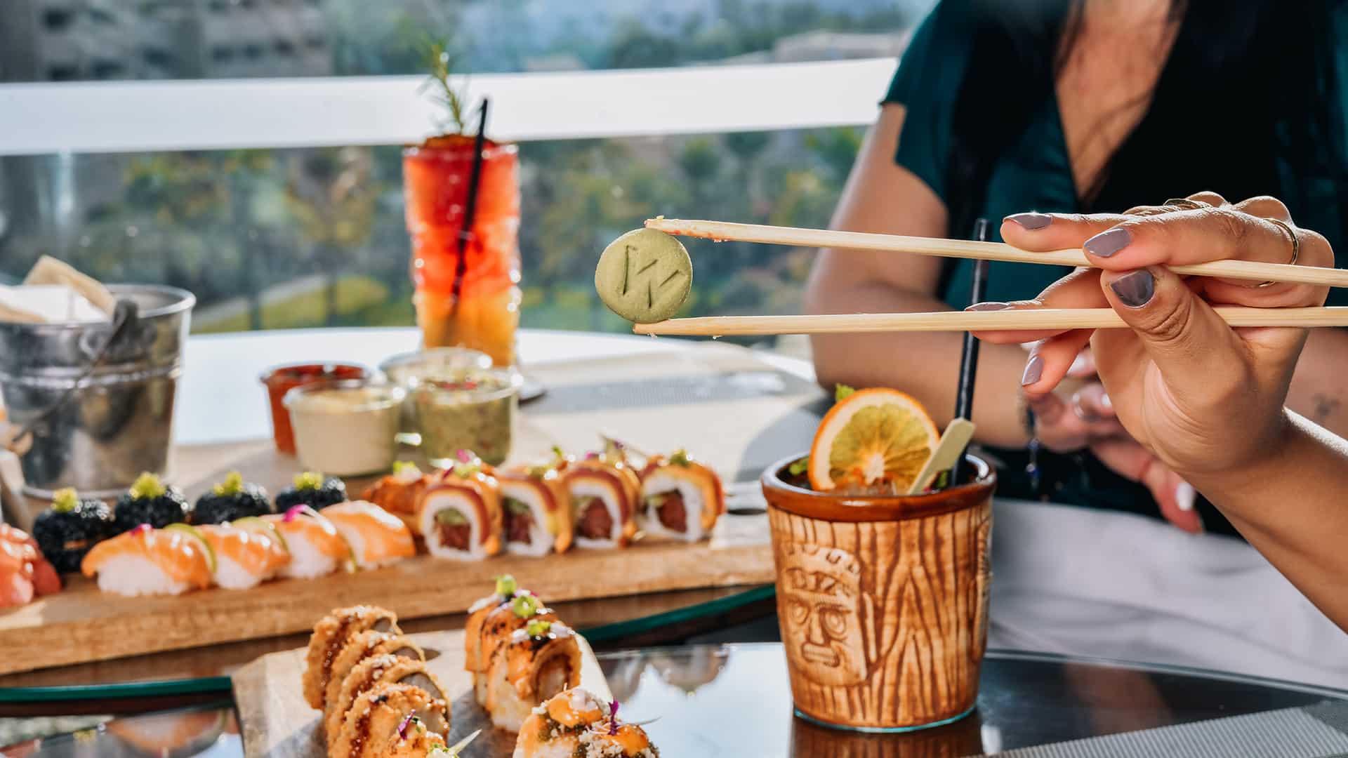 sushi and cocktails at the w muscat siddhartha