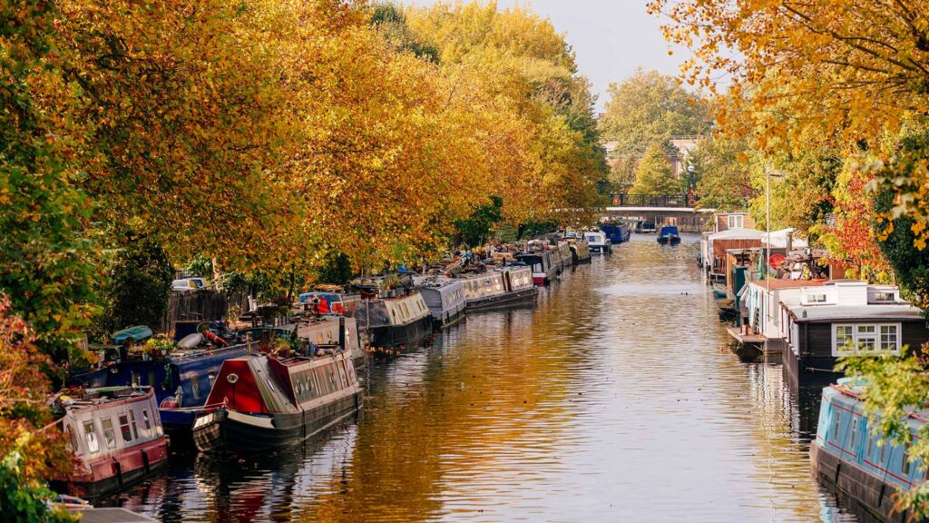 a london canal in autumn